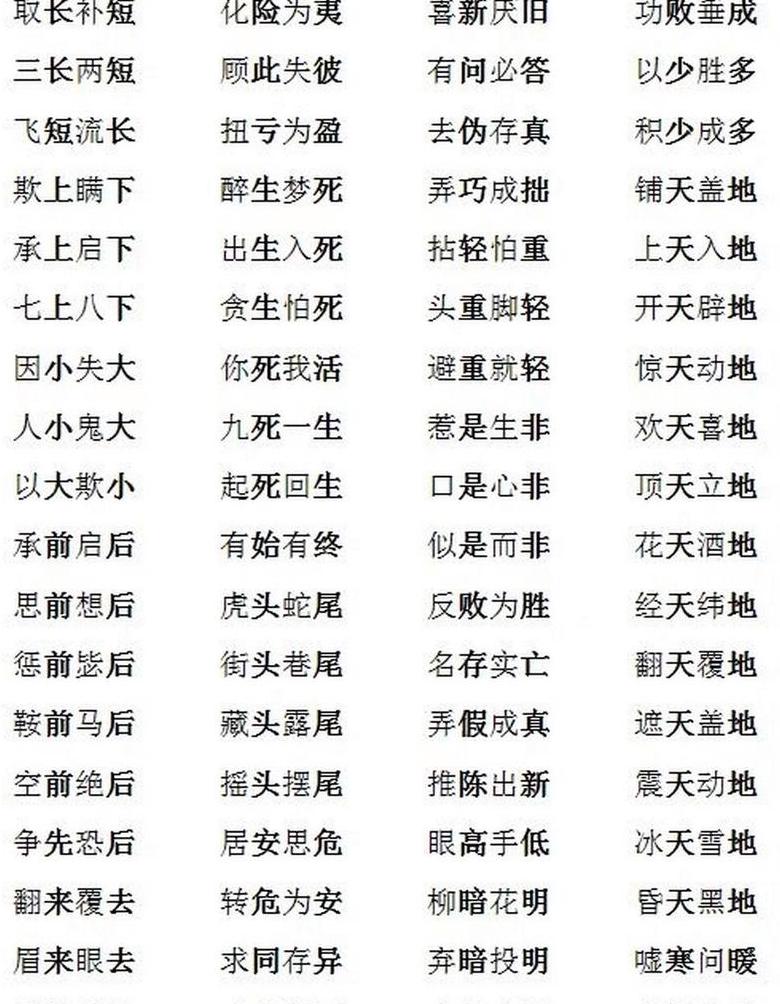 四字成语中的同义词解析