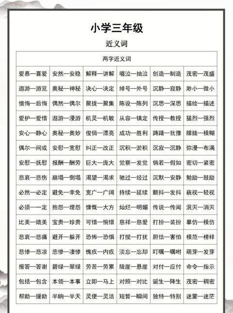 生字互为近义词有哪些