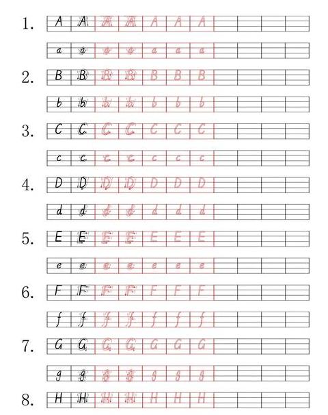 拼音字母表26个字母四线三格书写
