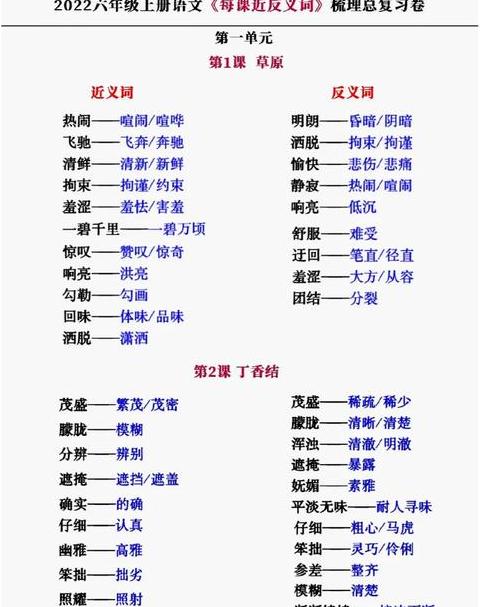 六年级语文伯牙绝弦词汇解析：同义词、反义词、多音字详解