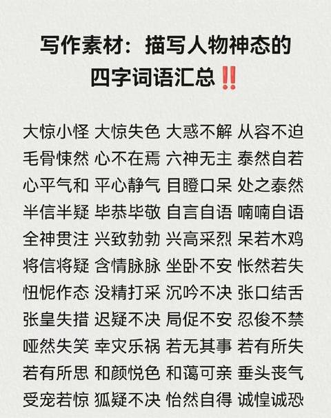 ABCC成语描绘人物神态大汇总