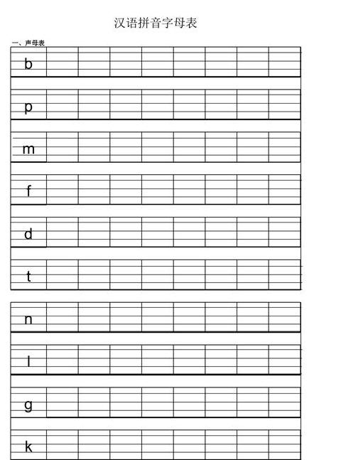 26个拼音字母规范书写指南