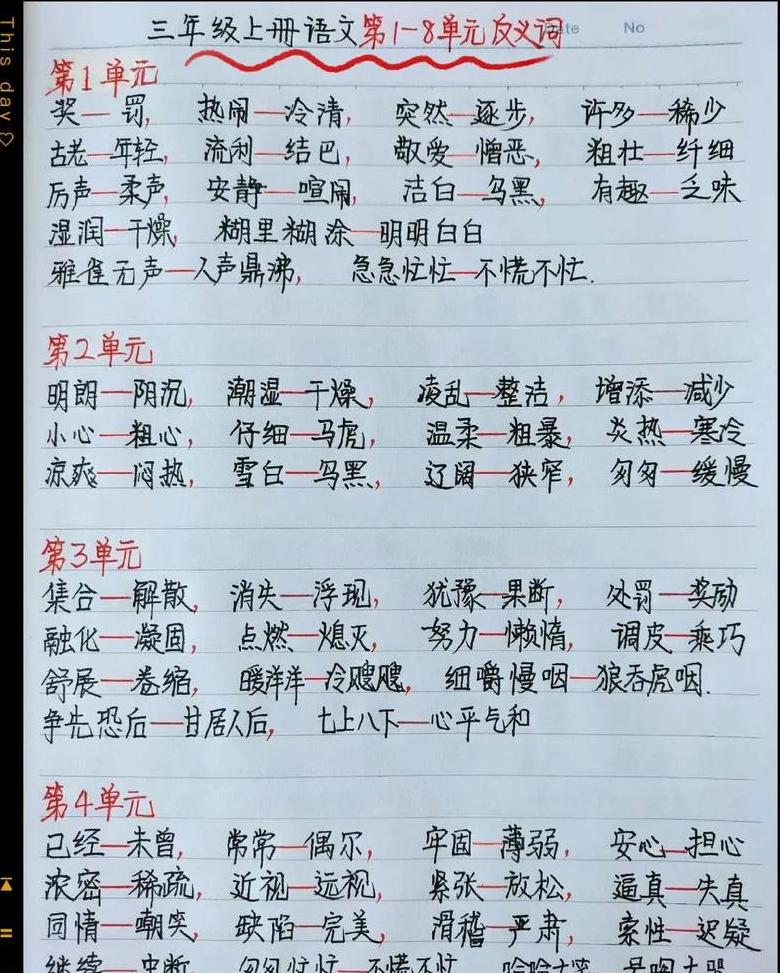 三年级带反义词的四字成语大全