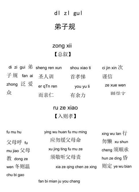 弟子规谨篇拼音版全文