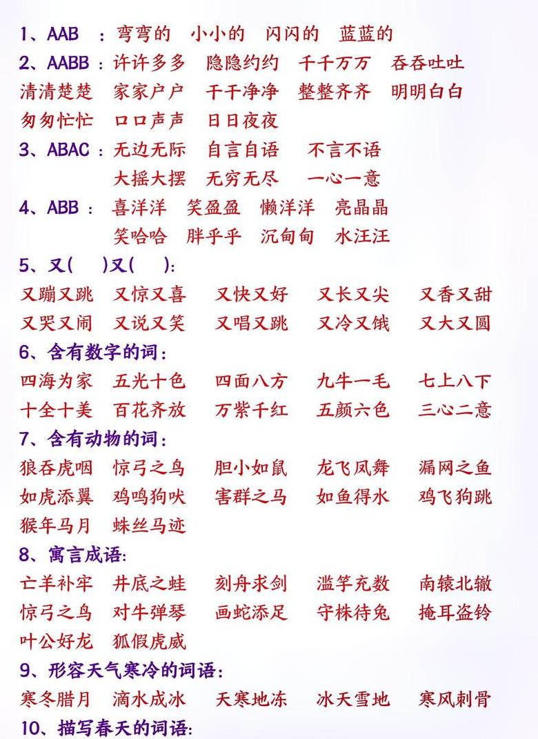 二年级下册同义词与反义词汇总