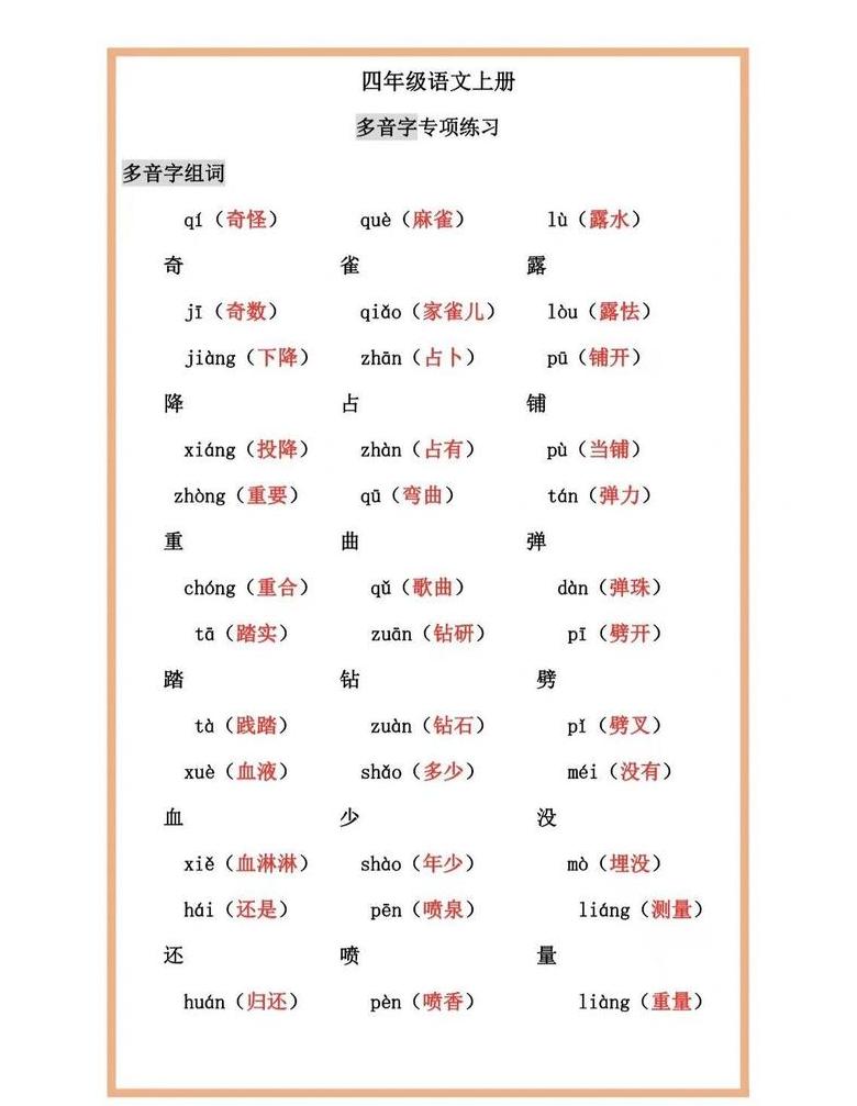 处字多音组词全解析
